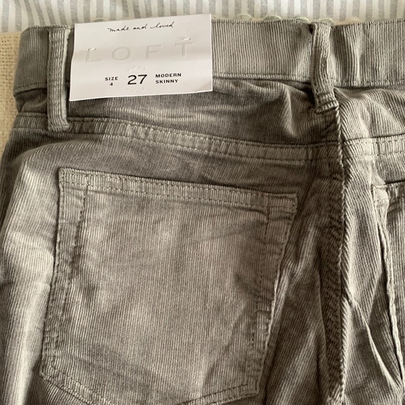 NWT Loft Gray slim corduroy pants - Picture 2 of 3